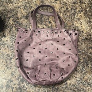 Le Solim Leather Studded Purple Shoulder Bag